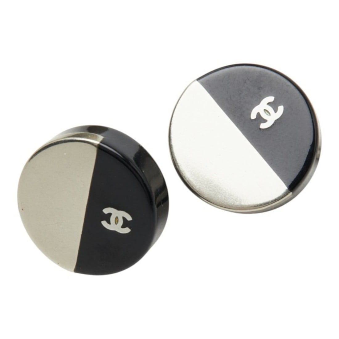 Chanel Coco Mark Bicolor Two-Tone Earrings 00A Silver Black Metal Women's CHANEL: --- Catalog ---Category: SizeSize (HxWxD): 14.70mm x 4.80mm / 0.58'' x 0.19''Category: DesignType: Stud earringsColor: Black, SilverGender: WomenMaterial: MetalCategory: GeneralBrand: Chanel--- Item L