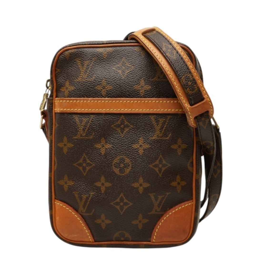 Louis Vuitton Monogram Danube Crossbody Shoulder Bag M45266 Brown Leather Women's LOUIS VUITTON: --- Catalog ---Category: SizeStrap Drop: 53cm / 20.86''Size (HxWxD): 21cm x 15cm x 4.5cm / 8.26'' x 5.9'' x 1.77''Category: DesignType: Shoulder bagColor: BrownGender: WomenClosure: ZipperMaterial: PV