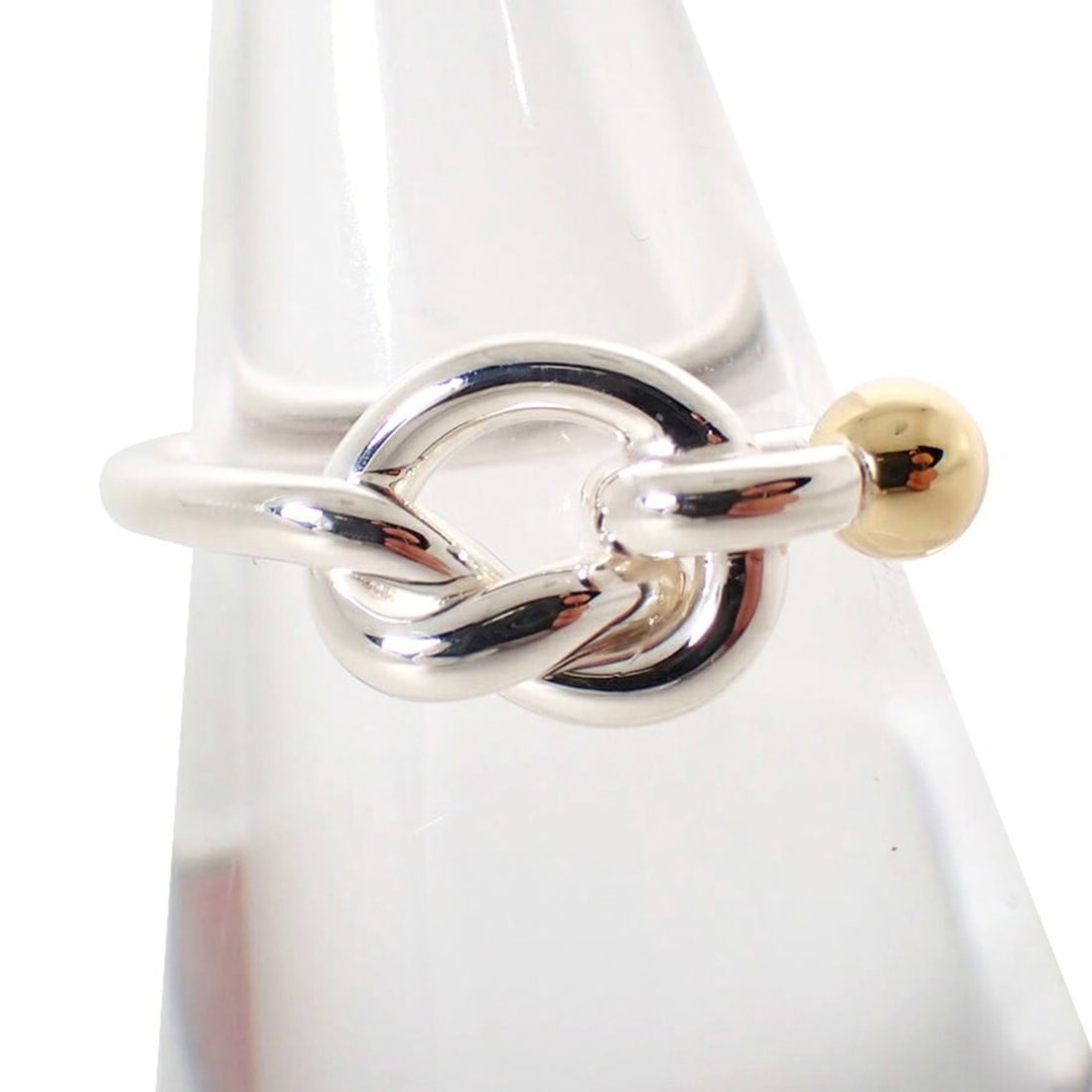 TIFFANY & Co. 925 750 Hook Eye Ring, Size 11.5: --- Catalog ---Category: SizeUS Size: 6Brand Size: 51Category: DesignType: Band ringGender: WomenMaterial: Sterling silver 925, Yellow gold (18K)Category: GeneralBrand: Tiffany--- Item List ---Section