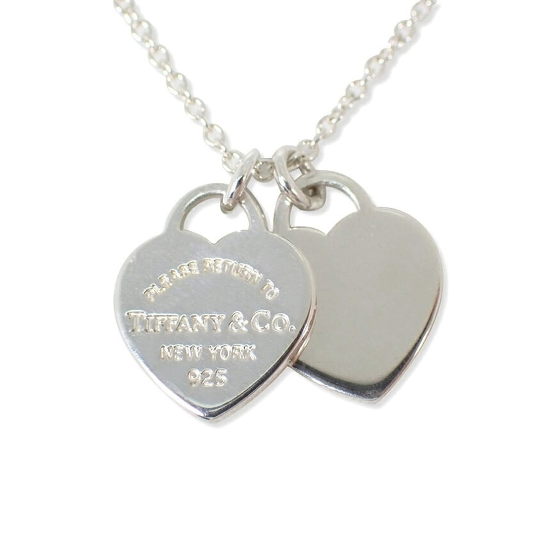 TIFFANY & Co. 925 Return to Tiffany Double Heart Tag Pendant: --- Catalog ---Category: SizePendant Size: 11.9mm x 10mm / 0.46'' x 0.39''Neck Circumference: 41 cm / 16.14''Category: DesignGender: WomenMaterial: Sterling silver 925Necklace Type: NecklaceCategory: 