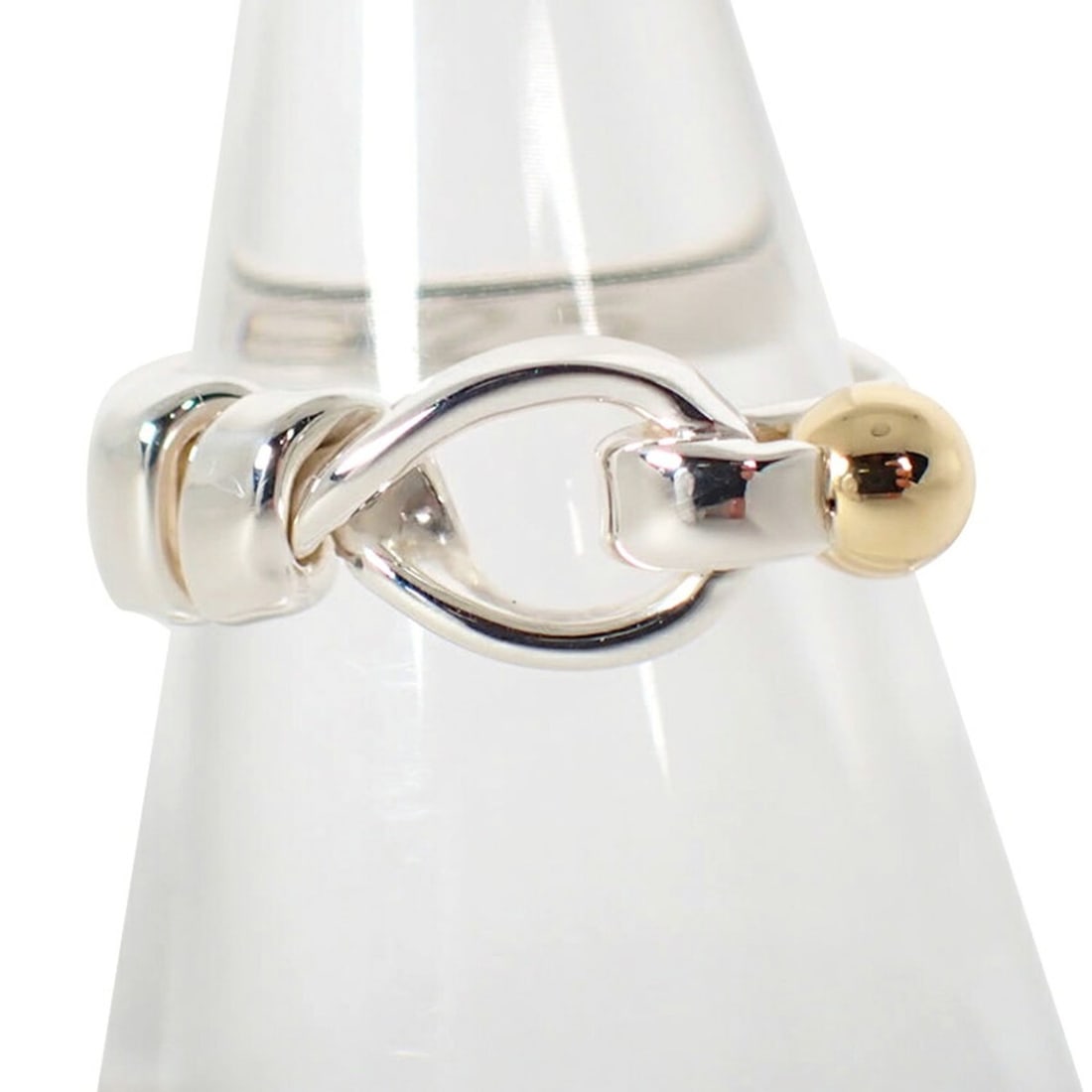 TIFFANY & Co. 925 750 Hook Eye Ring, Size 7: --- Catalog ---Category: SizeUS Size: 4Brand Size: 47Category: DesignType: Band ringGender: WomenMaterial: Sterling silver 925, Yellow gold (18K)Category: GeneralBrand: Tiffany--- Item List ---Section