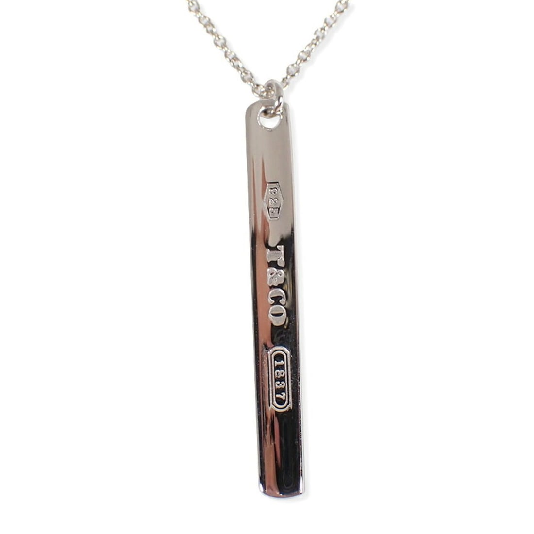 TIFFANY & Co. 925 1837 Bar Pendant Necklace: --- Catalog ---Category: SizePendant Size: 31mm x 4mm / 1.22'' x 0.15''Neck Circumference: 41 cm / 16.14''Category: DesignGender: WomenMaterial: Sterling silver 925Necklace Type: NecklaceCategory: Gen