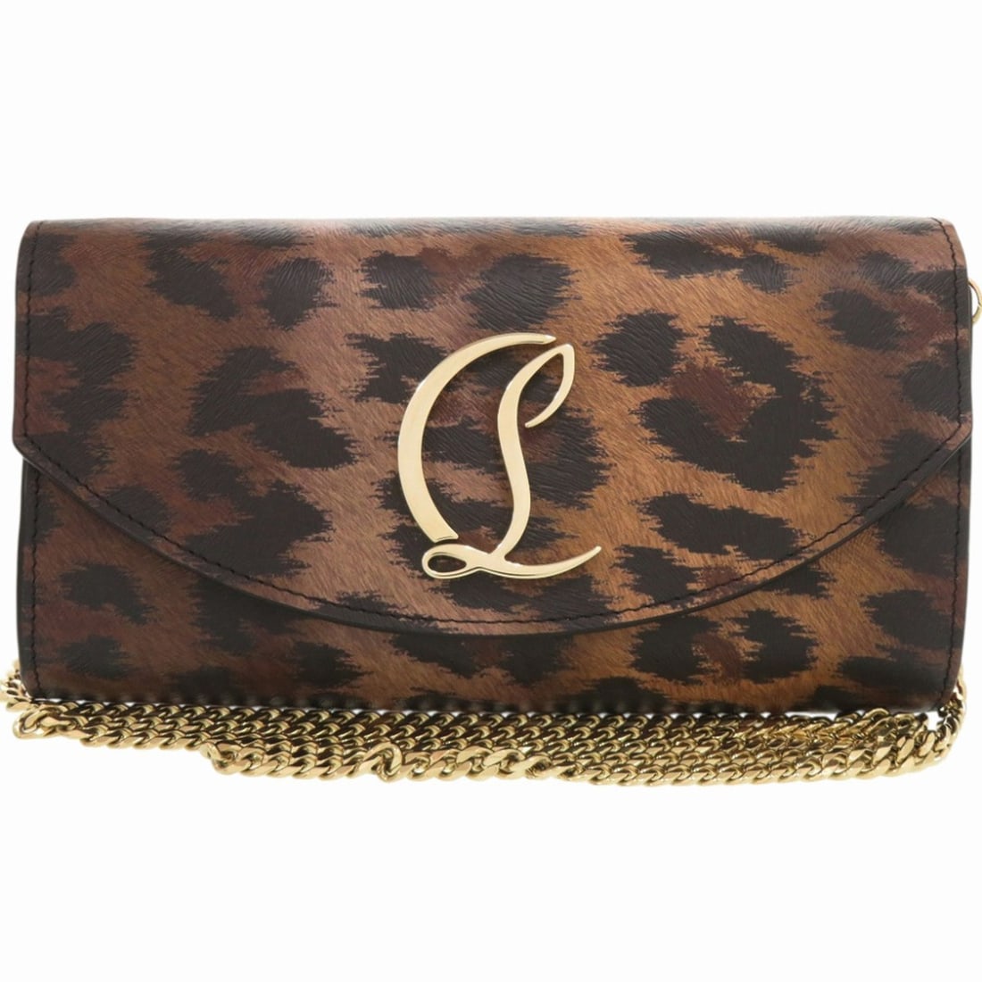 Christian Louboutin LOUBI54 Leopard Print Leather Brown Shoulder Bag Wallet Chain 1294: --- Catalog ---Category: SizeSize (HxWxD): 10.5cm x 19cm x 4cm / 4.13'' x 7.48'' x 1.57''Category: DesignType: Shoulder bagColor: BrownGender: WomenMaterial: Leather Category: GeneralBrand: Christian 