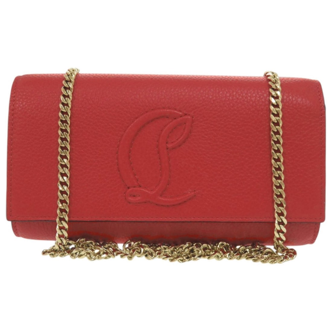 Christian Louboutin BY MY SIDE Leather Red Wallet Chain Shoulder Bag 1295: --- Catalog ---Category: SizeSize (HxWxD): 10.5cm x 19cm x 4.5cm / 4.13'' x 7.48'' x 1.77''Category: DesignType: Shoulder bagColor: Red colorGender: WomenMaterial: Leather Category: GeneralMPN: 323513