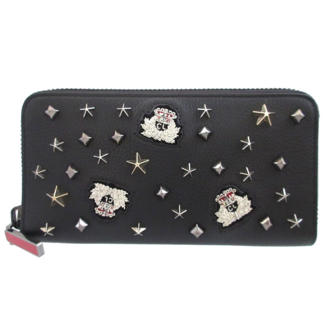 Christian Louboutin 3175230 Panettone Studded Leather Black Round Zip Long Wallet 0252: --- Catalog ---Category: SizeSize (HxWxD): 11cm x 19.5cm x 2cm / 4.33'' x 7.67'' x 0.78''Category: DesignType: Long wallet (bi-fold)Color: BlackGender: WomenMaterial: Leather Category: GeneralMPN: 317