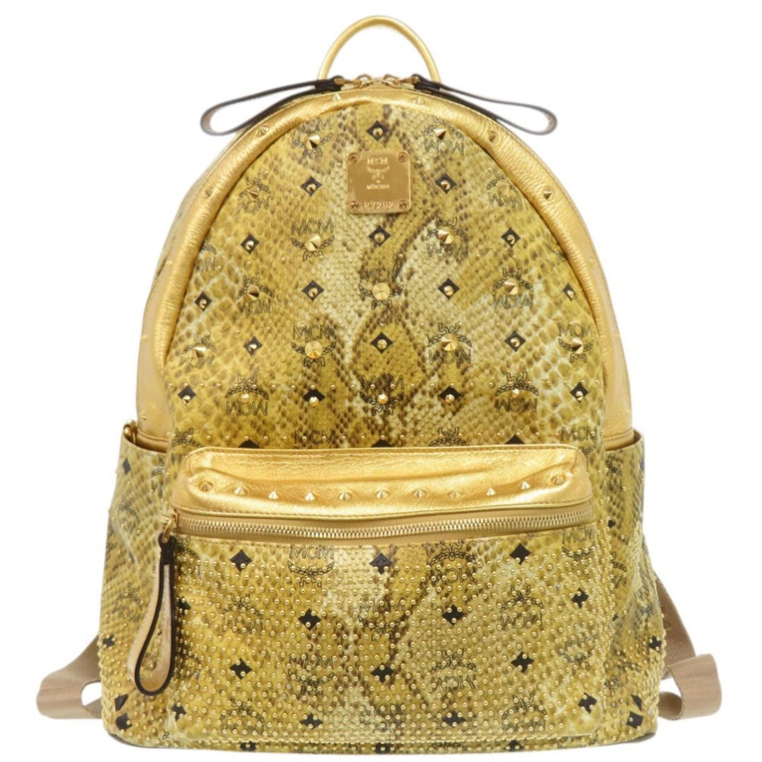 MCM Studded Embossed Leather Gold Backpack Daypack 1449MCM: --- Catalog ---Category: SizeSize (HxWxD): 40cm x 33cm x 20cm / 15.74'' x 12.99'' x 7.87''Category: DesignType: BackpackColor: GoldGender: WomenMaterial: Leather Leather/Fur Type: Embossed leatherCate