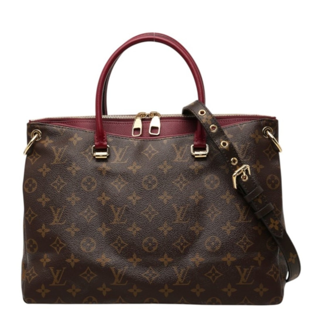 Louis Vuitton Monogram Pallas Handbag Shoulder Bag 2WAY M42810 Brown Raisin Purple Leather Women's: --- Catalog ---Category: SizeSize (HxWxD): 25cm x 34cm x 13cm / 9.84'' x 13.38'' x 5.11''Category: DesignType: Handbag, Shoulder bagColor: Brown, Purple, RaisinGender: WomenMaterial: Leather Category: