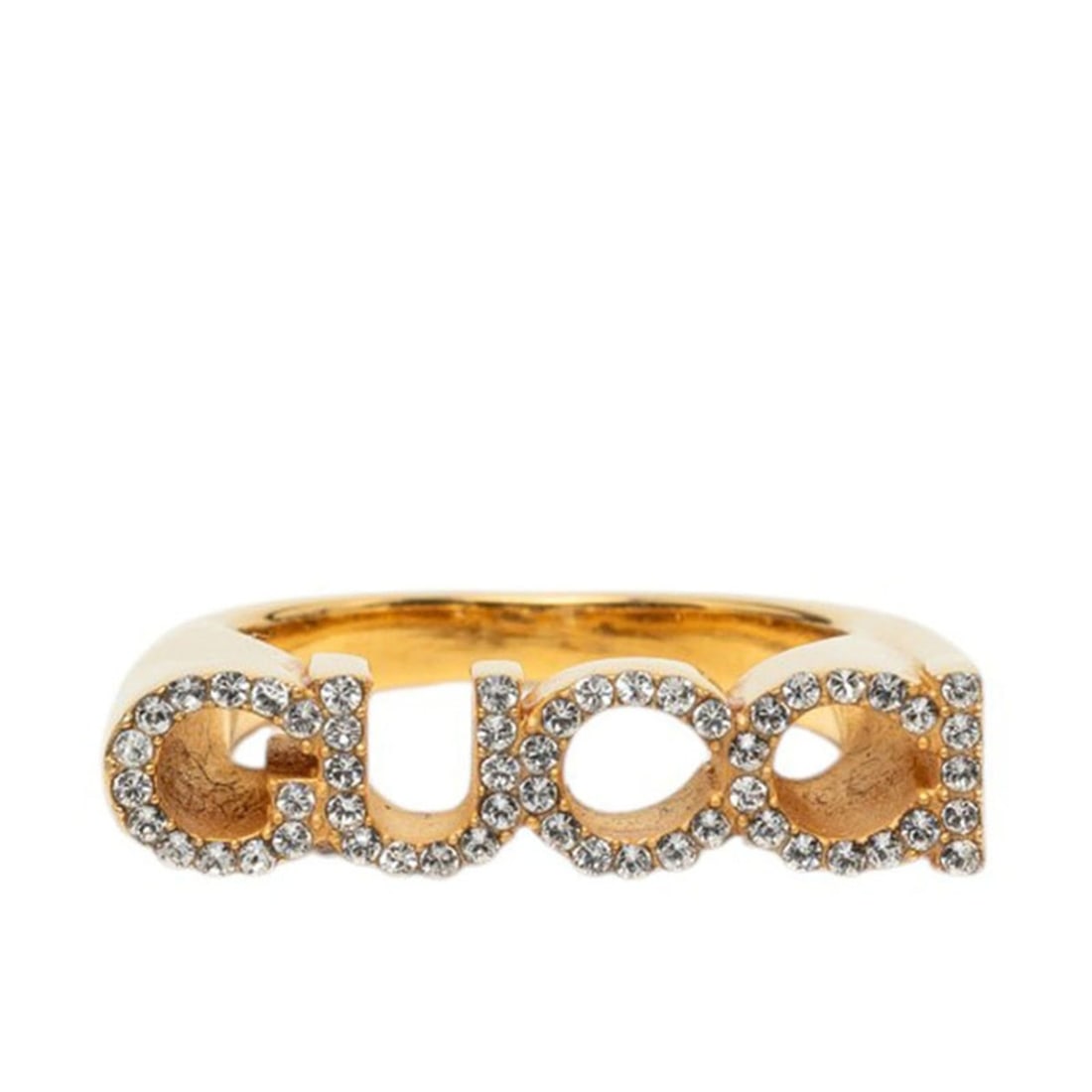 Gucci Logo Ring, Size S, Gold Plated, Rhinestone, Women's, GUCCI: --- Catalog ---Category: SizeJP Size: 12.5US Size: 6.5Category: DesignType: Band ringGender: WomenMaterial: Gold plating, RhinestoneCategory: GeneralBrand: Gucci--- Item List ---Section: ConditionRank