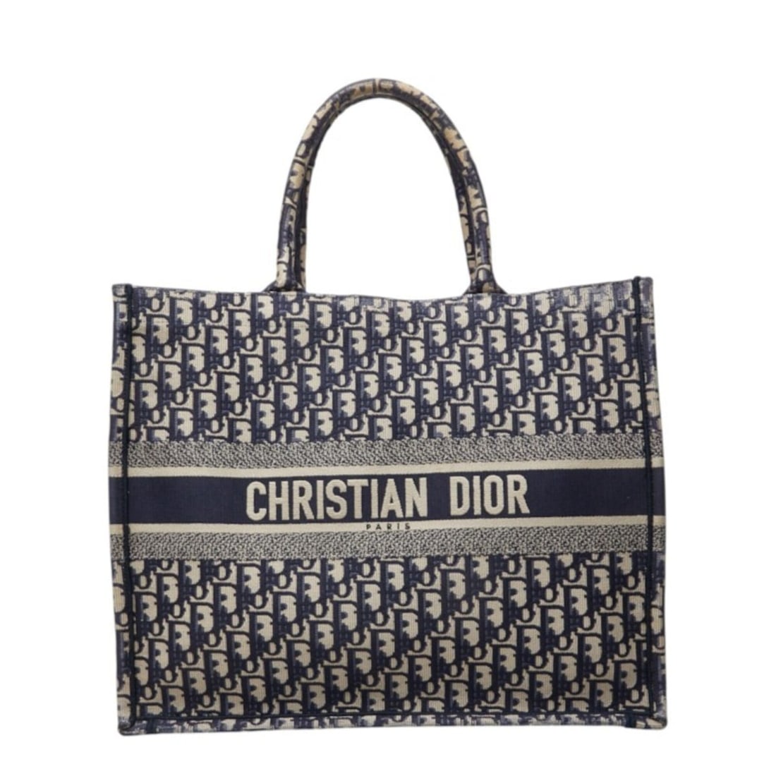 Christian Dior Dior Oblique Book Tote Bag Handbag Navy Canvas Women's (1 of 16)