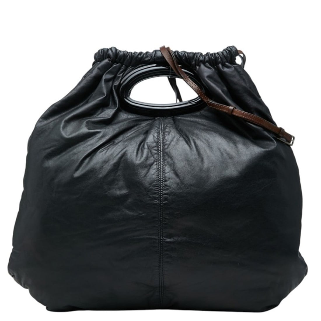 Marni Handbag Shoulder Bag 2-way Drawstring Black Leather Women's MARNI: --- Catalog ---Category: SizeSize (HxWxD): 49cm x 51cm x 1.5cm / 19.29'' x 20.07'' x 0.59''Category: DesignType: Handbag, Shoulder bagColor: BlackGender: WomenMaterial: Leather Category: GeneralBrand: