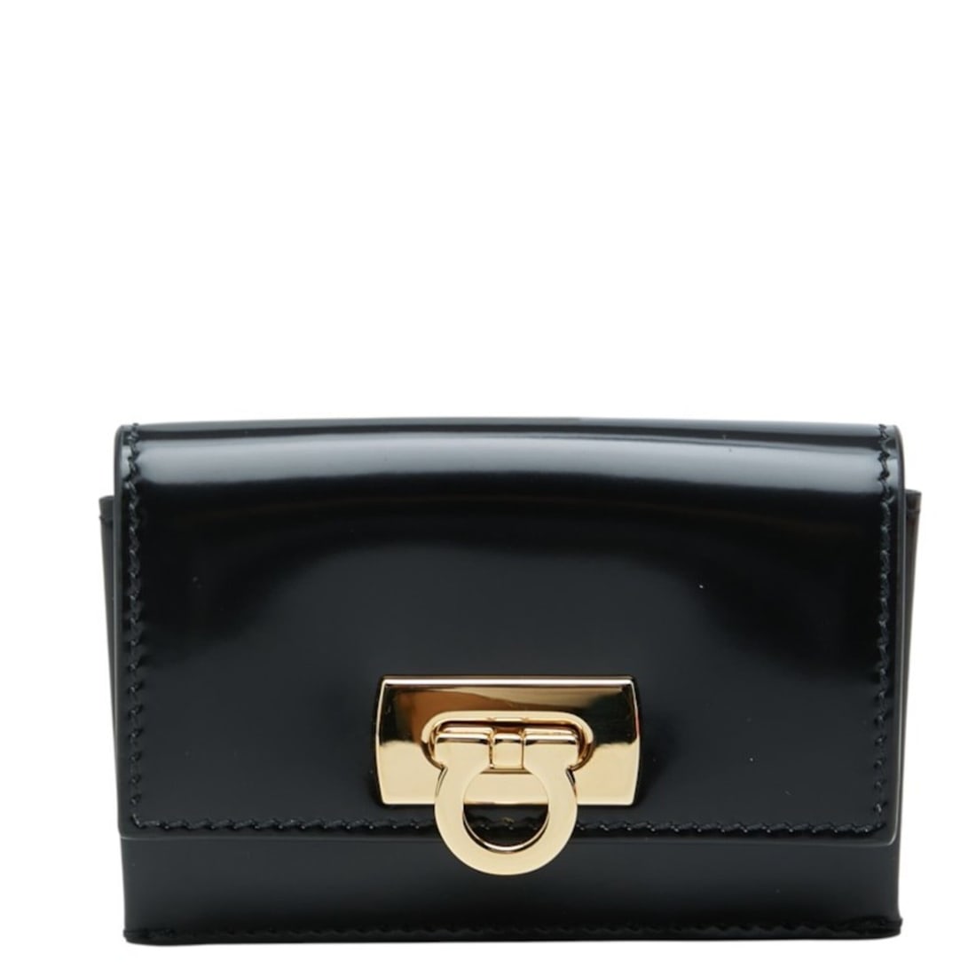 Salvatore Ferragamo Business Card Holder/Card Case, Black Leather, Women's: --- Catalog ---Category: DesignType: Card caseColor: BlackGender: WomenMaterial: Leather Category: GeneralBrand: Salvatore FerragamoCategory: Physical PropertiesSize (HxWxD): 7cm x 10cm x 1cm / 2.75''