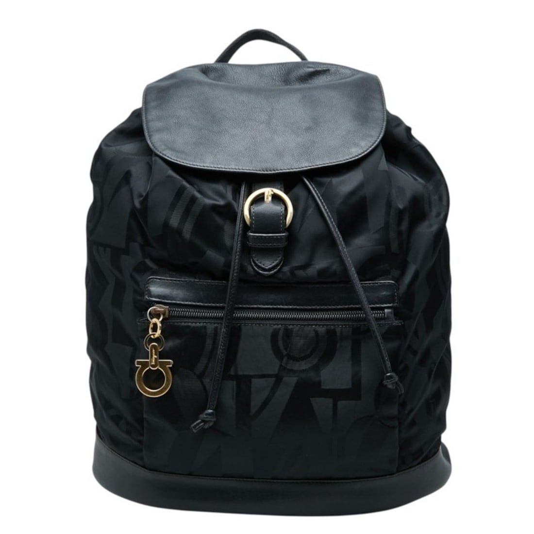 Salvatore Ferragamo Gancini Backpack 216206 Black Nylon Leather Women's (1 of 13)