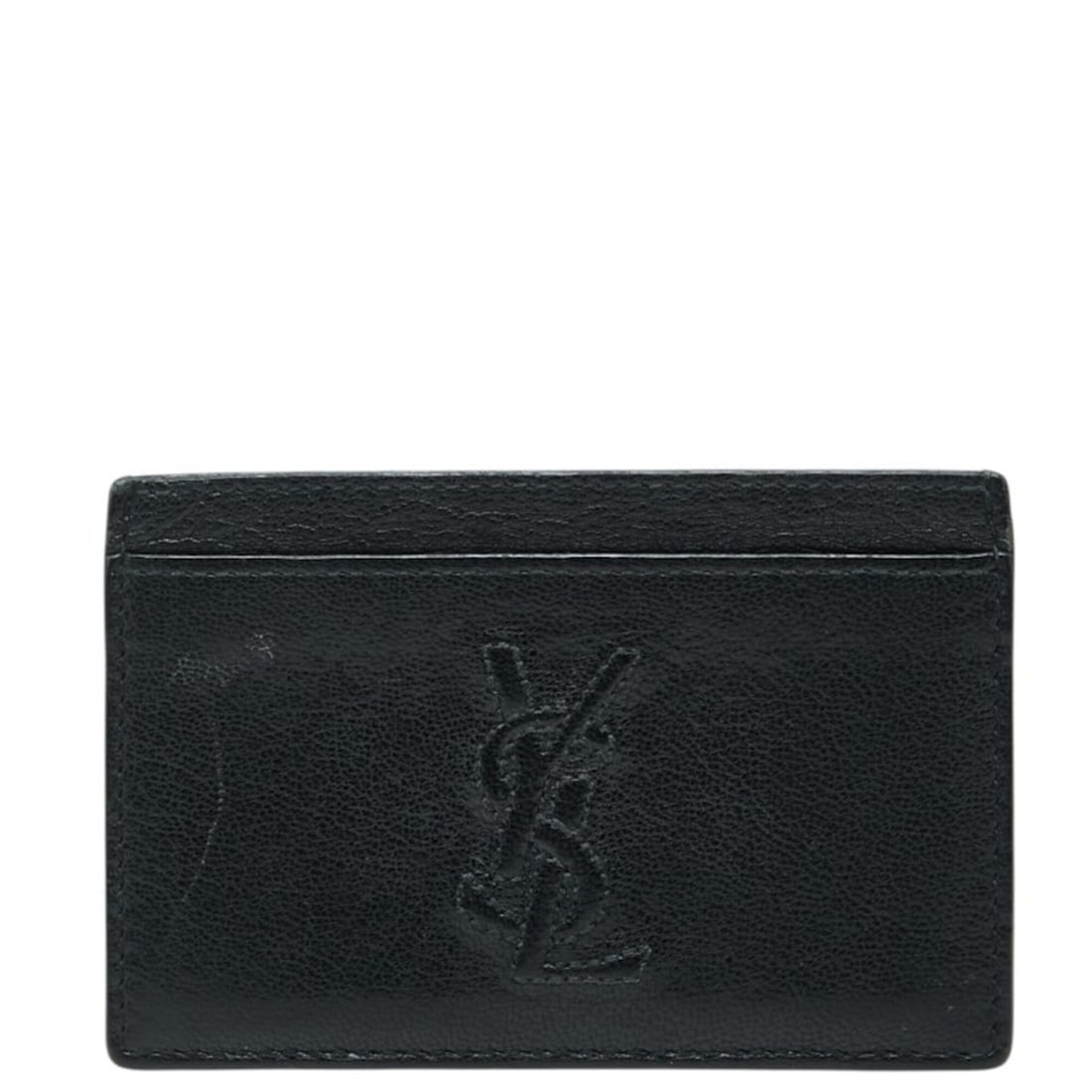 Saint Laurent YSL logo business card holder/card case/pass case, black leather, women's. (1 of 13)