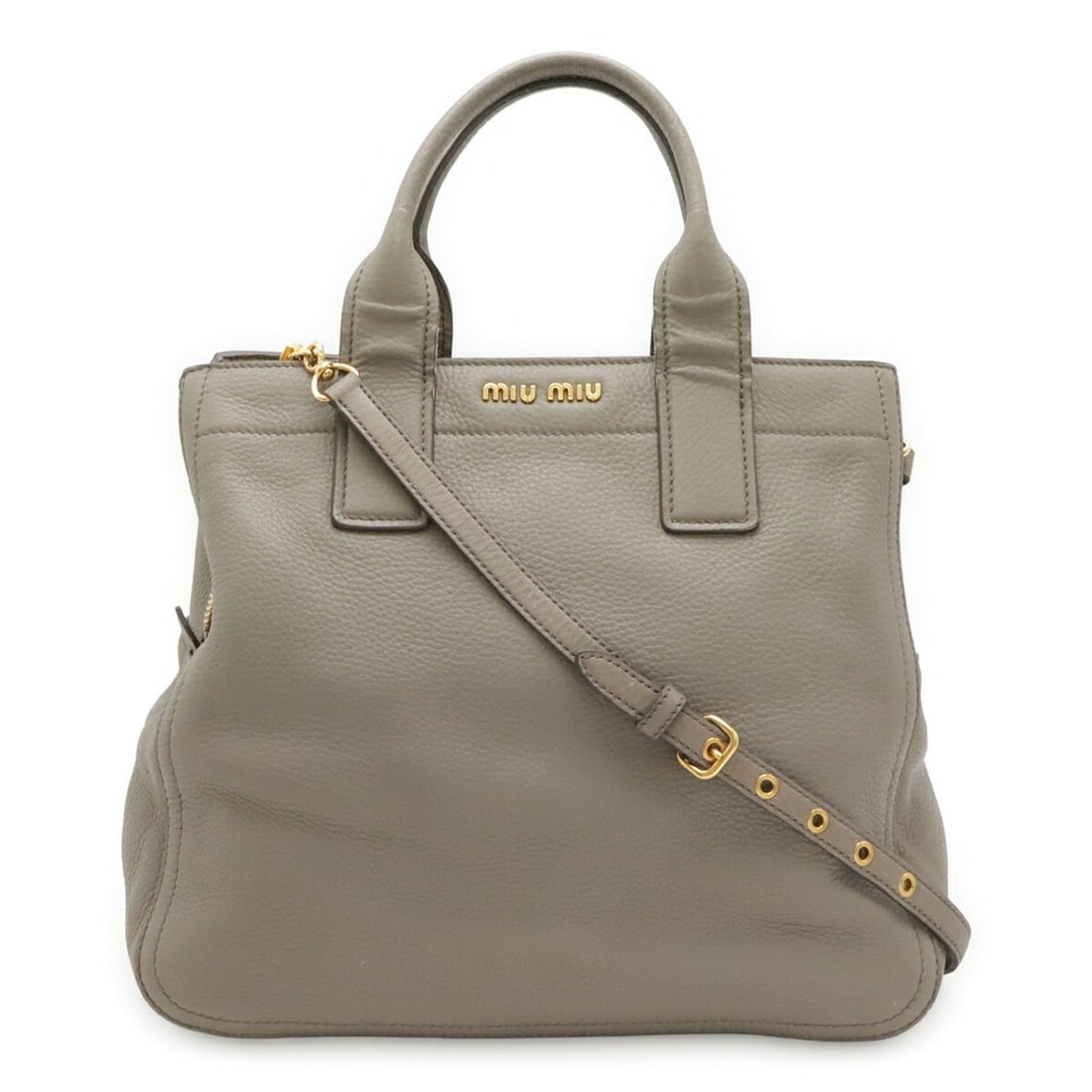 Miu Miu Miu Vitello Caribe Handbag Tote Bag Shoulder Leather Greige: --- Catalog ---Category: SizeSize (HxWxD): 28.5cm x 31.5cm x 14cm / 11.22'' x 12.4'' x 5.51''Category: DesignType: Handbag, Shoulder bag, Tote bagColor: GrayishGender: WomenMaterial: Leather Category: