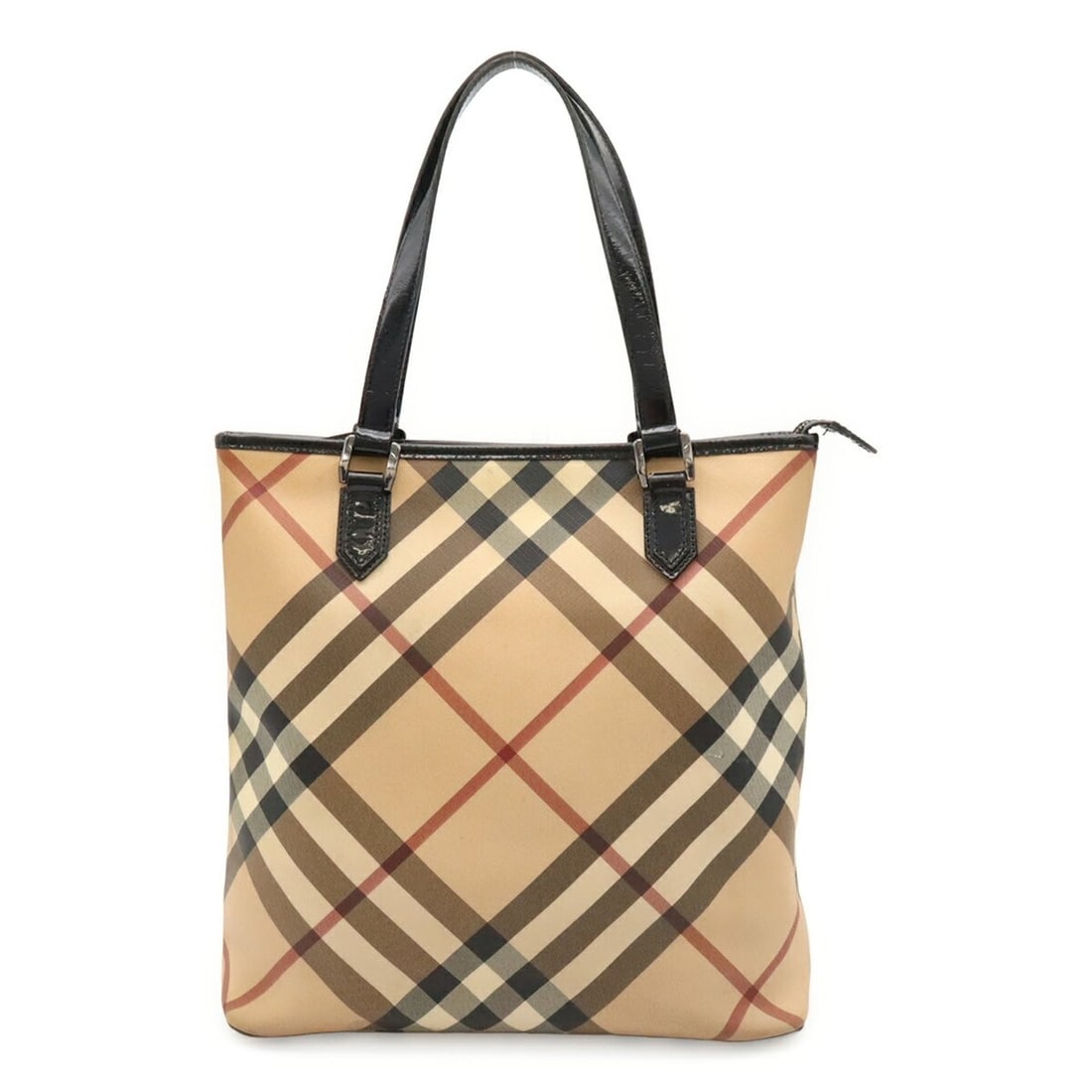 BURBERRY Nova Check Tote Bag Shoulder Enamel Beige Black: --- Catalog ---Category: SizeSize (HxWxD): 34.5cm x 33cm x 12cm / 13.58'' x 12.99'' x 4.72''Category: DesignType: Shoulder bag, Tote bagColor: Beige, Black, BordeauxGender: WomenMaterial: Coated canva