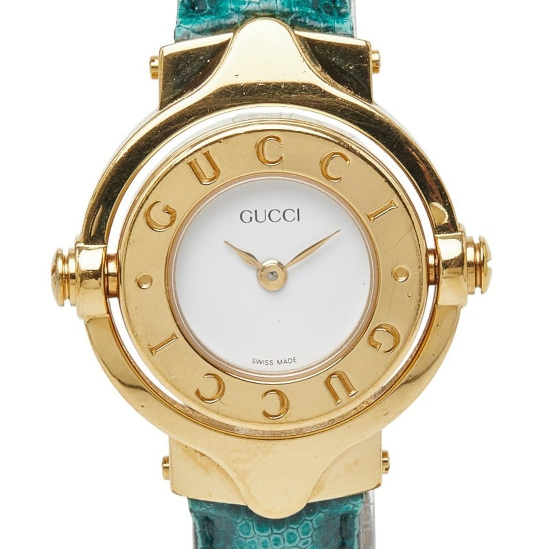 Gucci Turnface Bangle Watch 6600L Quartz White Dial Stainless Steel Leather Women's GUCCI: --- Catalog ---Category: SizeWrist Size: 14cm / 5.51''Case Diameter: 29.6mm / 1.17''Category: DesignType: WristwatchGender: WomenColor (Dial): WhiteMaterial (Band): LeatherMaterial (Case): Stainless s