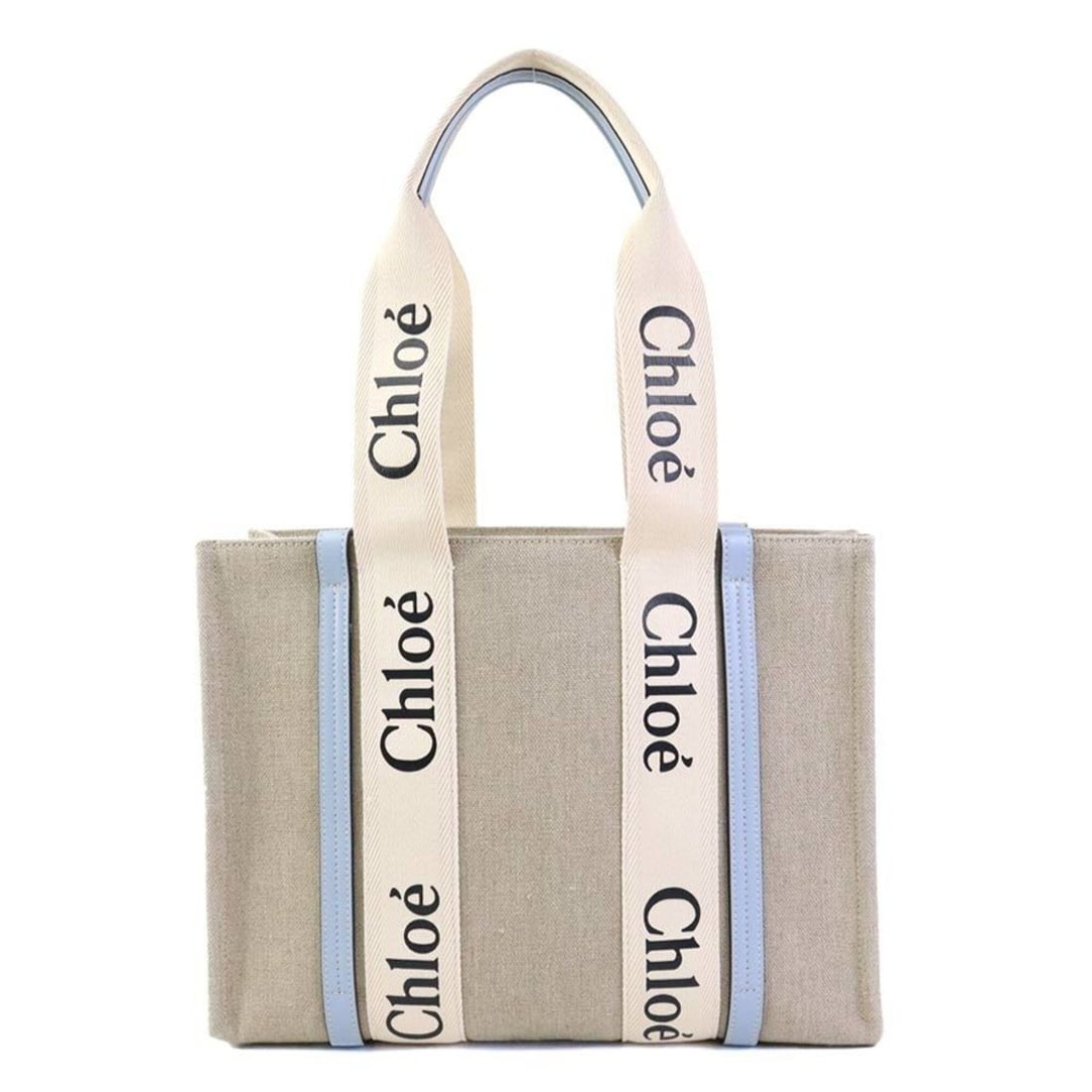 Chloé Chloe Woody Tote Bag, Medium, Canvas and Leather, Beige/Light Blue, Women's, h32437k: --- Catalog ---Category: SizeSize (HxWxD): 28cm x 35cm x 11cm / 11.02'' x 13.77'' x 4.33''Category: DesignType: Tote bagColor: Beige, Light blueGender: WomenMaterial: Canvas , Leather Category: Genera