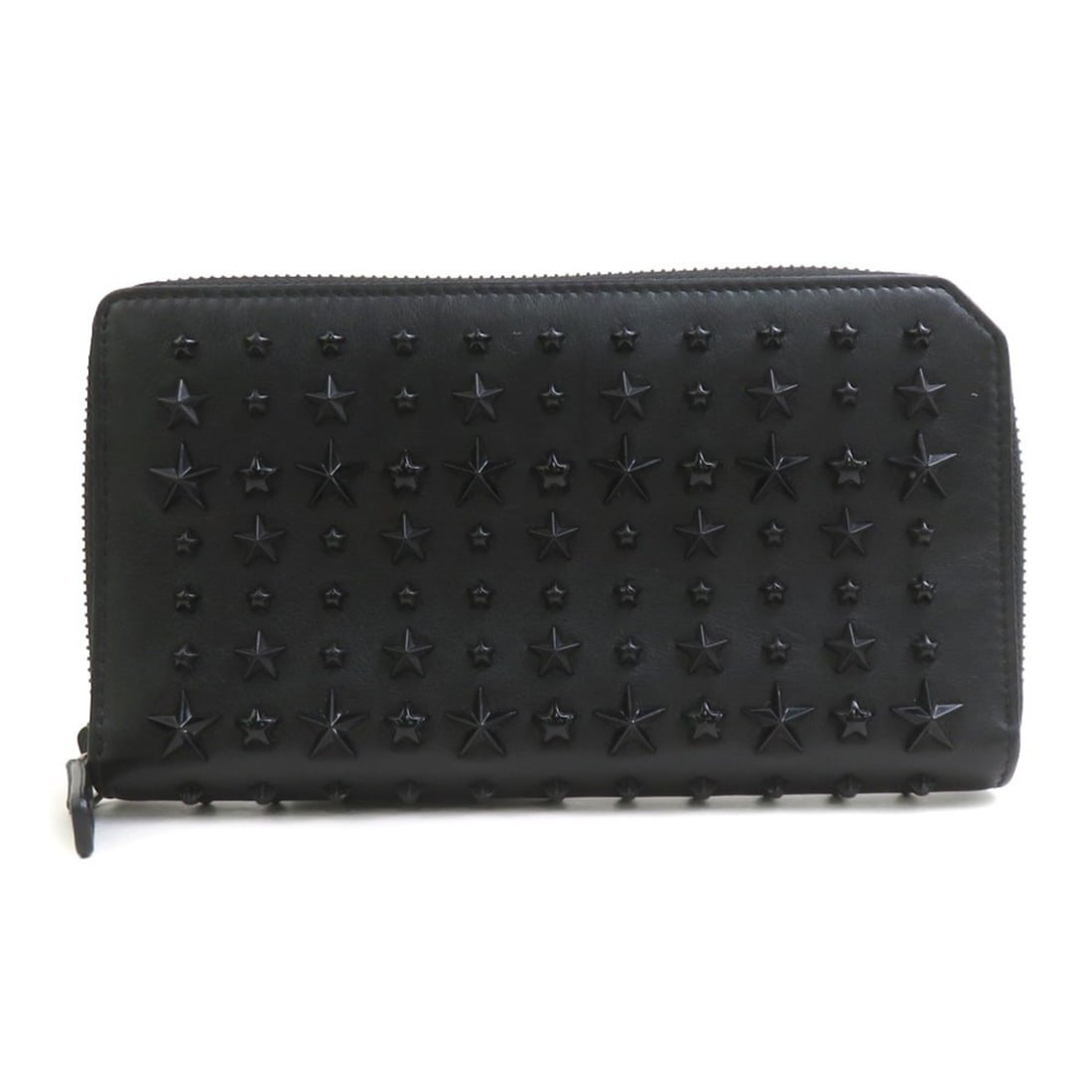 Jimmy Choo round zipper long wallet, leather, metal, black, men's and women's, h32489a: --- Catalog ---Category: SizeSize (HxWxD): 10.5cm x 19cm x 2cm / 4.13'' x 7.48'' x 0.78''Category: DesignType: Long wallet (bi-fold)Color: BlackGender: Men,WomenMaterial: Leather Category: GeneralBran