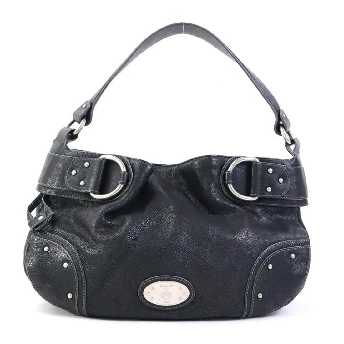 Bally BALLY Shoulder Bag Leather Black Silver Women's e62162r: --- Catalog ---Category: SizeSize (HxWxD): 22cm x 35cm x 12.5cm / 8.66'' x 13.77'' x 4.92''Category: DesignType: Shoulder bagColor: BlackGender: WomenMaterial: Leather Category: GeneralBrand: BallyCou