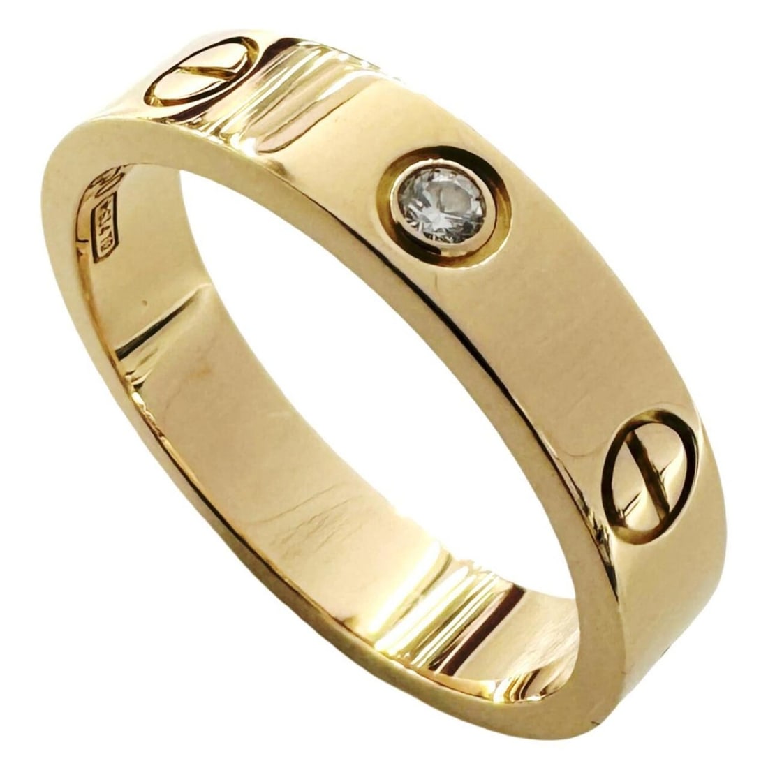 Cartier Mini Love Ring with 1 Diamond, K18PG, Size #51, 4.5g, Women's/Men's Ring, Au750 (1 of 10)
