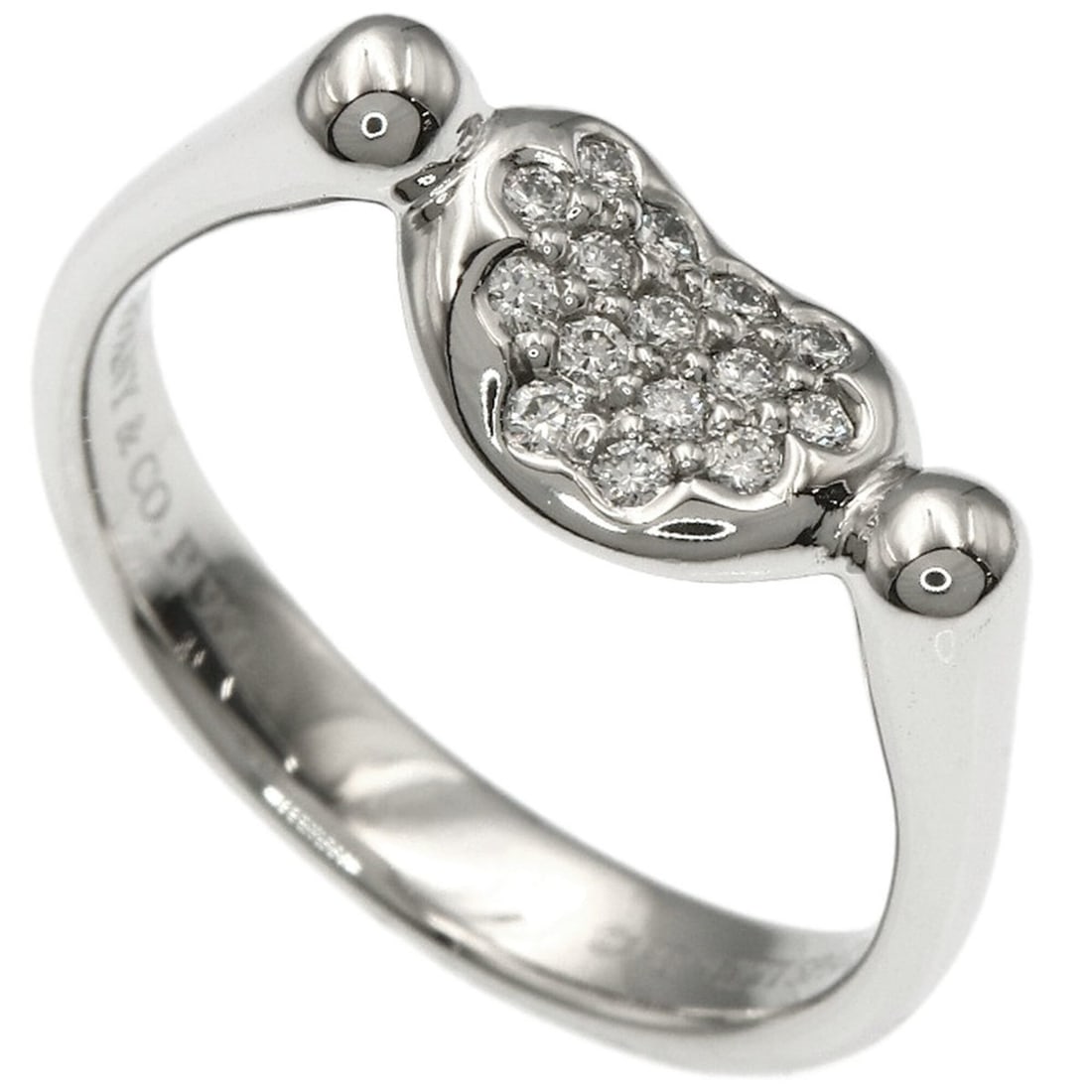 Tiffany & Co. Bean Diamond Ring, Platinum PT950, Women's Ring.: --- Catalog ---Category: SizeJP Size: 8US Size: 4.5Category: DesignType: Band ringGender: WomenMaterial: Platinum 950Category: GeneralBrand: Tiffany--- Item List ---Section: ConditionRanking: Rank SA 