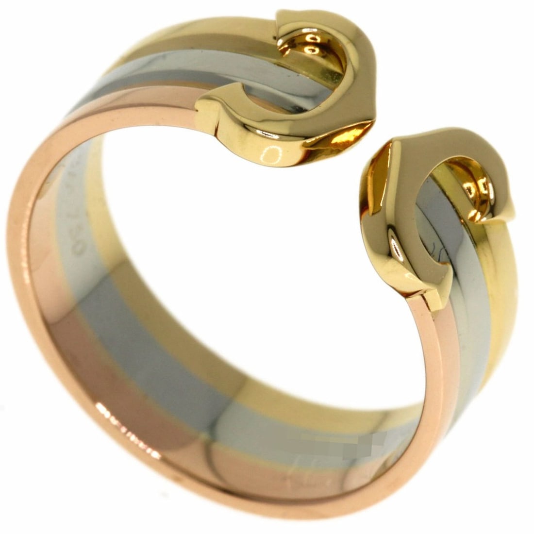 Cartier 2C Ring SM #47 - 18K Yellow Gold/18K White Pink Gold Women's CARTIER: --- Catalog ---Category: SizeJP Size: 7US Size: 4Category: DesignType: Band ringGender: WomenMaterial: Pink gold (18K), White gold (18K), Yellow gold (18K)Category: GeneralBrand: Cartier--- Item List 