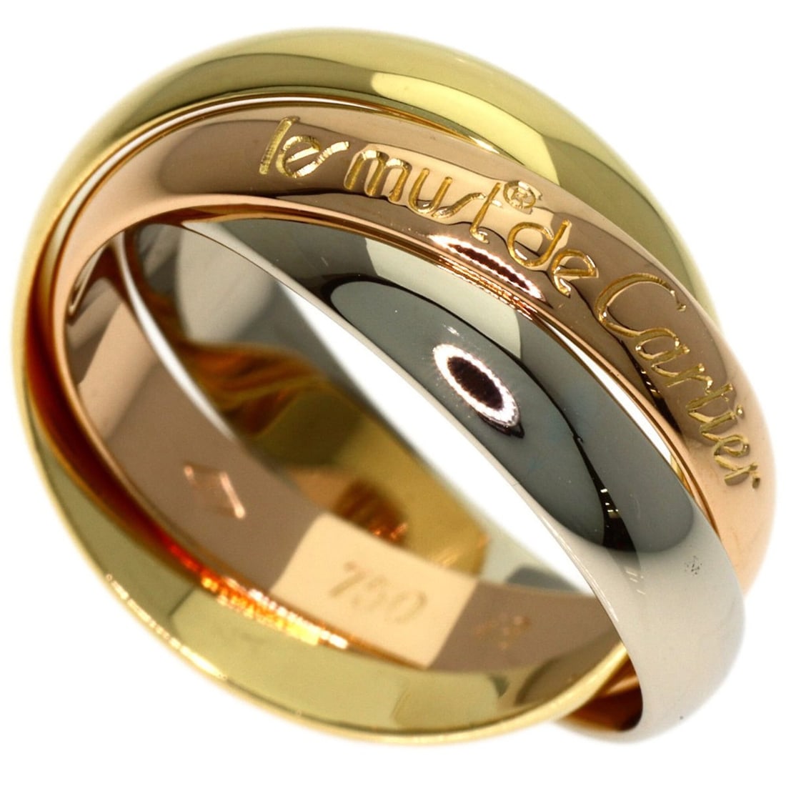 Cartier Trinity #48 Ring - 18K Yellow Gold/18K White Pink Gold Women's CARTIER: --- Catalog ---Category: SizeJP Size: 8US Size: 4.5Category: DesignType: Band ringGender: WomenMaterial: Pink gold (18K), White gold (18K), Yellow gold (18K)Category: GeneralBrand: Cartier--- Item Lis