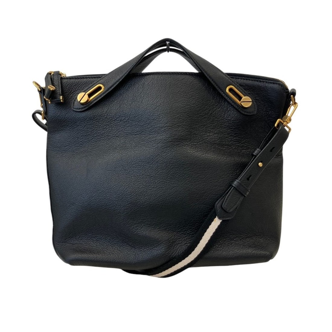 BALLY Bicolor 2-Way Handbag/Shoulder Bag, Black/White, Women's: --- Catalog ---Category: SizeSize (HxWxD): 26.5cm x 36cm x 13cm / 10.43'' x 14.17'' x 5.11''Category: DesignType: Handbag, Shoulder bagColor: Black, White, YellowGender: WomenMaterial: Leather