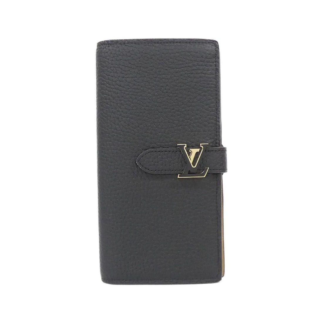 Louis Vuitton Taurillon LV Vertical Wallet M81330: --- Catalog ---Category: SizeSize (HxWxD): 19cm x 10cm x 2cm / 7.48'' x 3.93'' x 0.78''Category: DesignType: Long wallet (bi-fold)Color: BlackGender: Women,MenMaterial: Leather Leather/Fur Type: