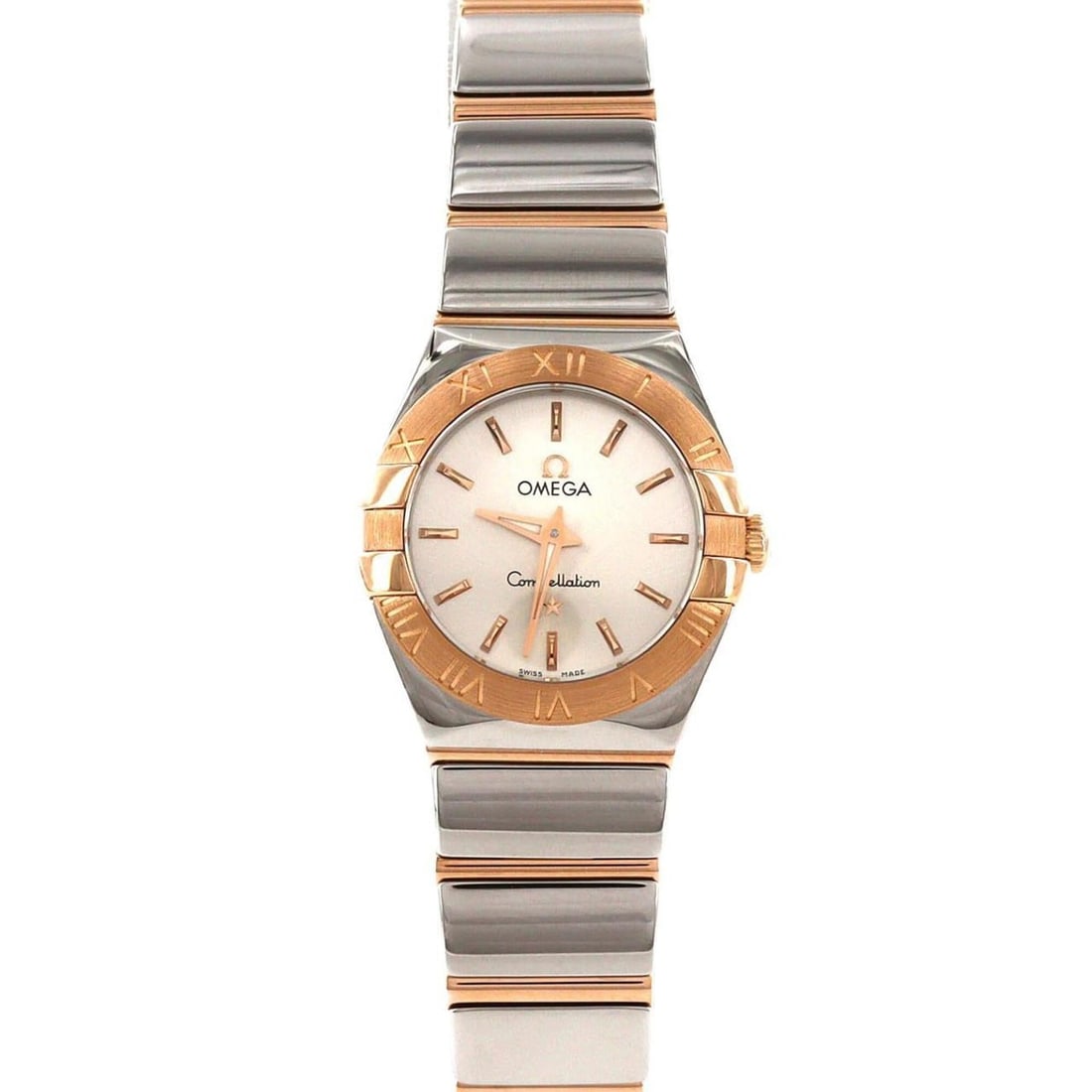 Omega Constellation Polished RG Combination 123.20.24.60.02.003 SSxPG Quartz Watch: --- Catalog ---Category: SizeWrist Size: 16cm / 6.29''Case Diameter: 24mm / 0.94''Category: DesignType: WristwatchGender: WomenColor (Dial): SilverMaterial (Band): Pink gold, Stainless steelMaterial