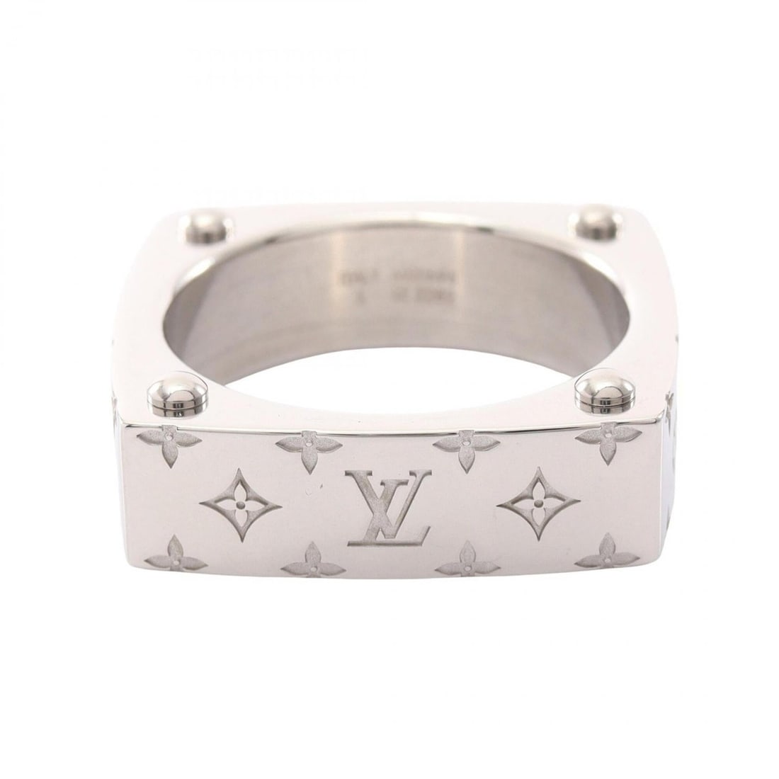 Louis Vuitton Monogram Bold Ring, Gold Plated (GP), Men's, Silver Tone, M00695: --- Catalog ---Category: SizeJP Size: 20US Size: 10Category: DesignType: Band ringColor: SilverGender: MenMaterial: Gold platingCategory: GeneralMPN: M00695Brand: Louis Vuitton--- Item List ---Section