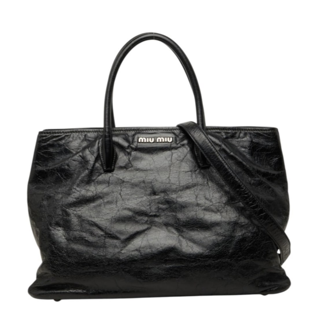 Miu Miu Miu VITELLO Shoulder Bag/Handbag 2-way Black Leather Women's MIUMIU: --- Catalog ---Category: SizeStrap Drop: 53.5cm / 21.06''Handle Drop: 12.50cm / 4.92''Size (HxWxD): 25cm x 37.5cm x 20cm / 9.84'' x 14.76'' x 7.87''Category: DesignType: Handbag, Shoulder bagColor: Bl