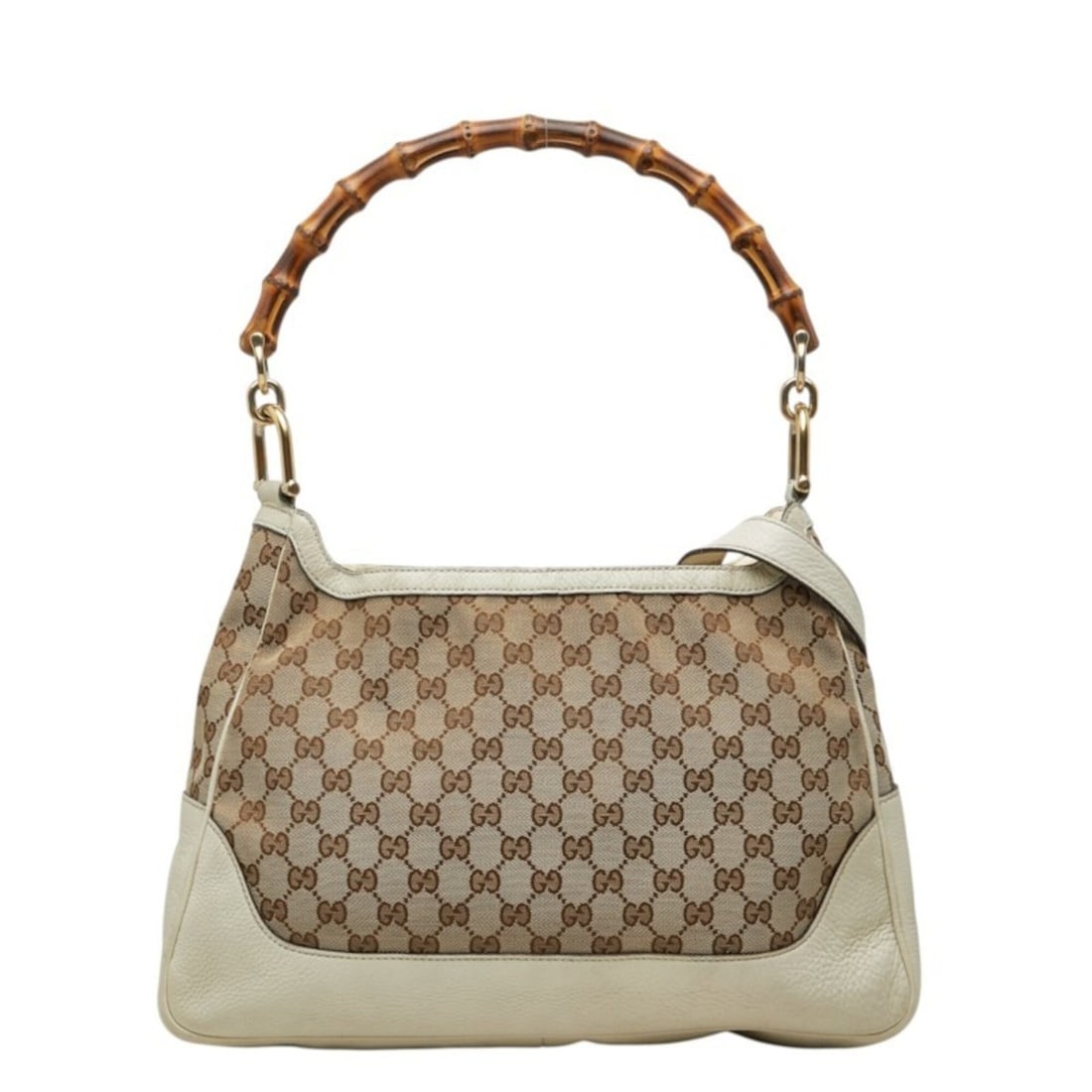Gucci GG Canvas Bamboo Handbag Shoulder Bag 2WAY 282315 Beige Ivory Leather Women's GUCCI (1 of 20)