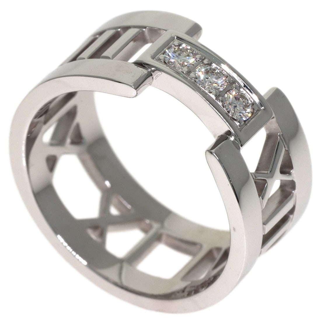 Tiffany & Co. Atlas Open 3-Piece Diamond Ring, 18K White Gold, Women's.: --- Catalog ---Category: SizeJP Size: 9.5US Size: 5Category: DesignType: Band ringGender: WomenMaterial: White gold (18K)Category: GeneralBrand: Tiffany--- Item List ---Section: ConditionRanking: Rank