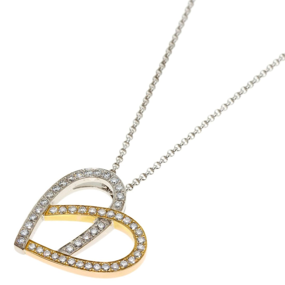 Celine Heart Diamond Necklace 18K White Gold/18KPG Women's CELINE: --- Catalog ---Category: SizePendant Size: 24.2mm x 24.9mm / 0.95'' x 0.98''Neck Circumference: 46 cm / 18.11''Category: DesignGender: WomenMaterial: Pink gold (18K), White gold (18K)Necklace Type: Ne