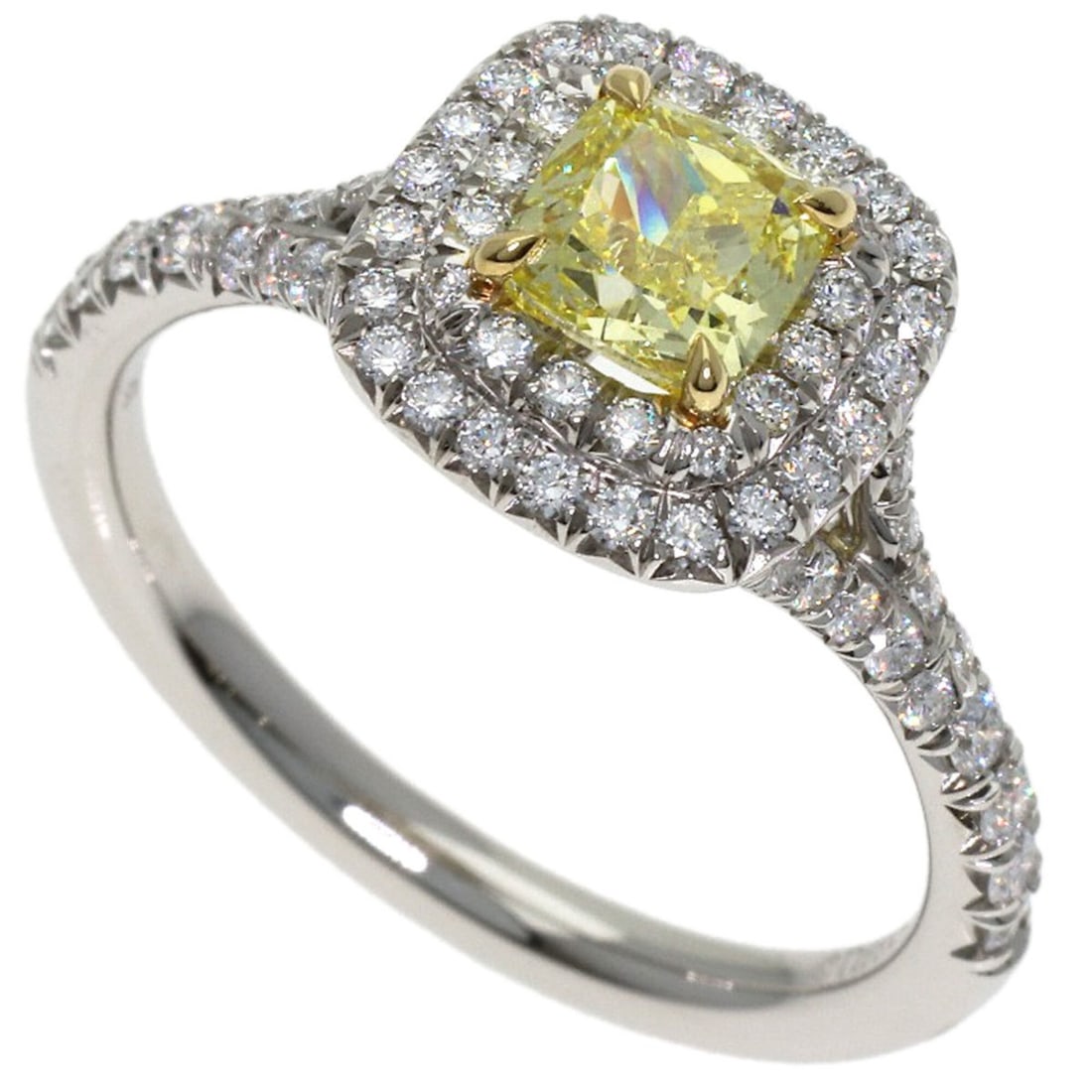 Tiffany & Co. Soleste Fancy Vivid Yellow Diamond Ring, Platinum PT950/18KWG, Women's.: --- Catalog ---Category: SizeJP Size: 11US Size: 6Category: DesignType: Band ringGender: WomenMaterial: Platinum 950, White gold (18K)Category: GeneralBrand: Tiffany--- Item List ---Section: Condition