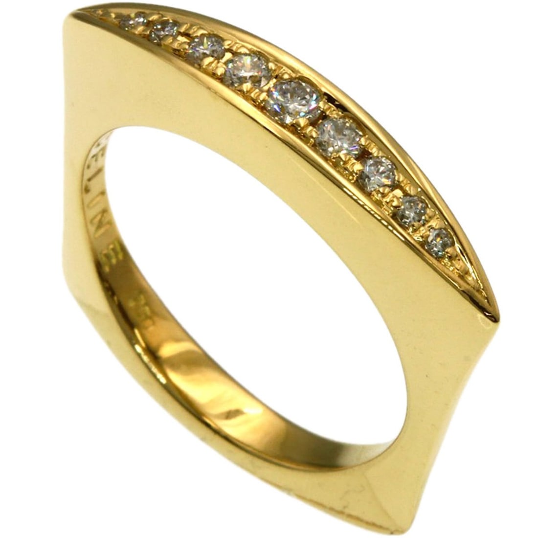 Celine Square Diamond Ring, 18K Yellow Gold, Women's: --- Catalog ---Category: SizeJP Size: 11.5US Size: 6Category: DesignType: Band ringGender: WomenMaterial: Yellow gold (18K)Category: GeneralBrand: Celine--- Item List ---Section: ConditionRanking: Ran
