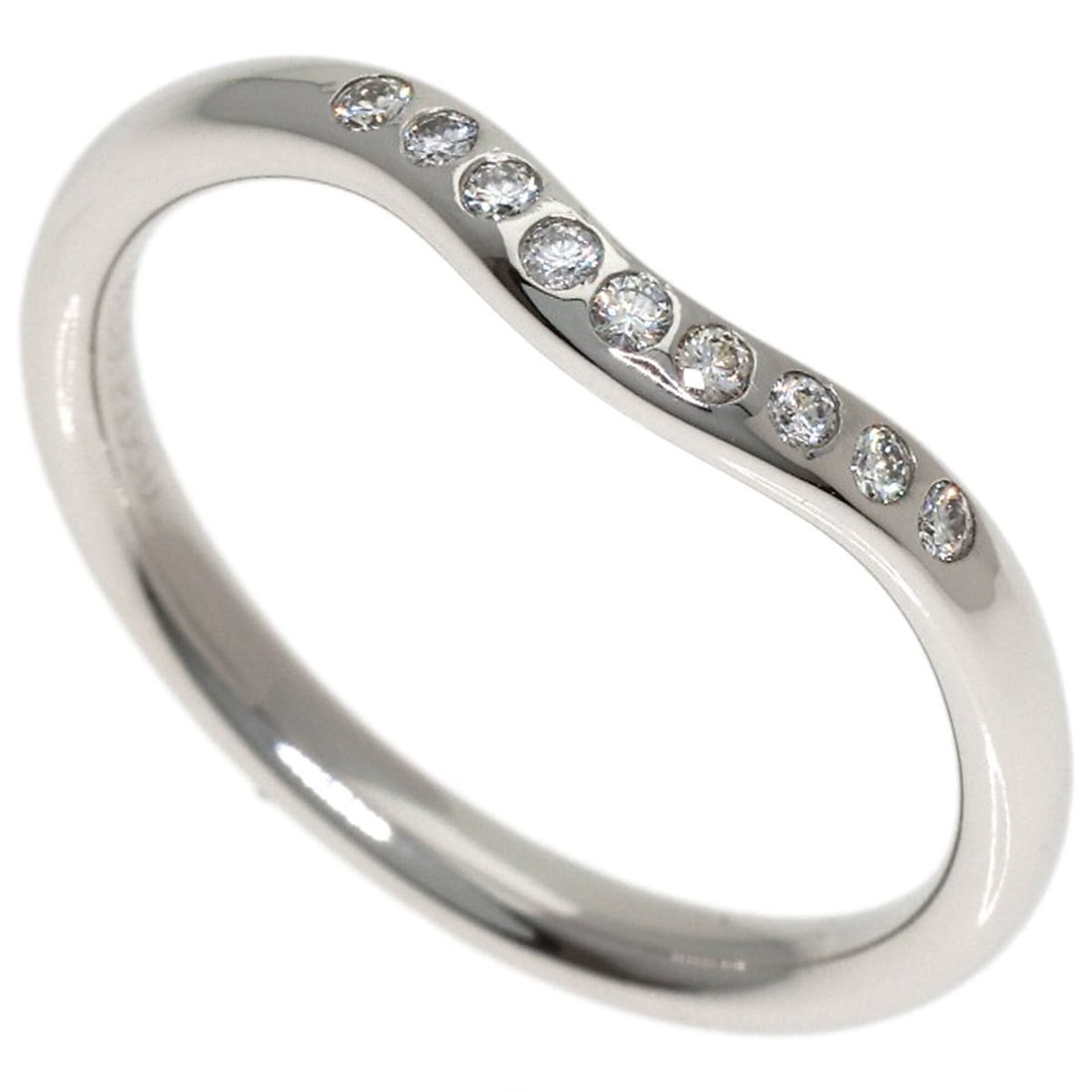 Tiffany & Co. Curved Band 9-Piece Diamond Ring, Platinum PT950, Women's.: --- Catalog ---Category: SizeJP Size: 9US Size: 5Category: DesignType: Band ringGender: WomenMaterial: Platinum 950Category: GeneralBrand: Tiffany--- Item List ---Section: ConditionRanking: Rank A Use