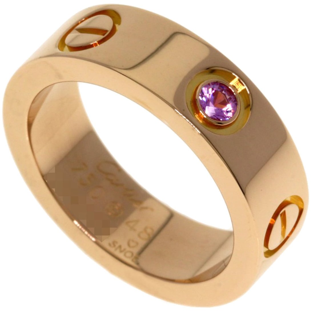 Cartier Love Ring, 1P Pink Sapphire, Size 48, 18K Gold, Women's CARTIER: --- Catalog ---Category: SizeJP Size: 8US Size: 4.5Category: DesignType: Band ringGender: WomenMaterial: Pink gold (18K)Category: GeneralBrand: Cartier--- Item List ---Section: ConditionRanking: Rank 