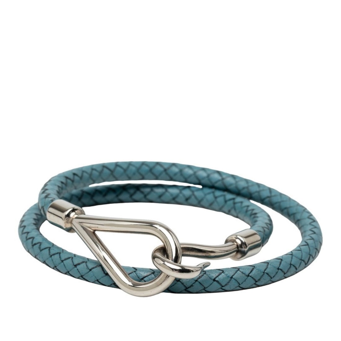 Hermes Jumbo Bracelet, Double Strand, Blue Silver Leather Metal, Women's HERMES: --- Catalog ---Category: SizeWidth: 5mm / 0.19''Length: 15.5cm / 6.1''Total Length: 38cm / 14.96''Category: DesignType: Charm braceletColor: Blue, SilverGender: WomenMaterial: Leather, MetalCategory: 