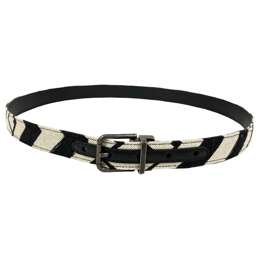 DOLCE&GABBANA D&G Dolce & Gabbana All-over print canvas leather belt 105cm 42 inches Black Ivory: --- Catalog ---Category: SizeLength: 117cm / 46.06''Category: DesignType: Standard beltColor: Black, IvoryGender: MenMaterial (Strap): Canvas Category: GeneralBrand: D&G--- Item List ---Section: Condi
