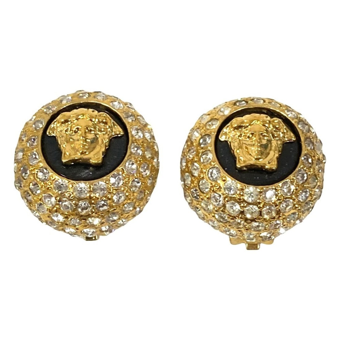 GIANNIVERSACE Vintage Medusa Rhinestone Large Earrings, GP Gold Color, Women's: --- Catalog ---Category: SizeStone Size (HxW): 25.00mm x 25.00mm / 0.98'' x 0.98''Category: DesignColor: GoldGender: WomenMaterial: RhinestoneCategory: GeneralBrand: Unspecified--- Item List ---Sectio