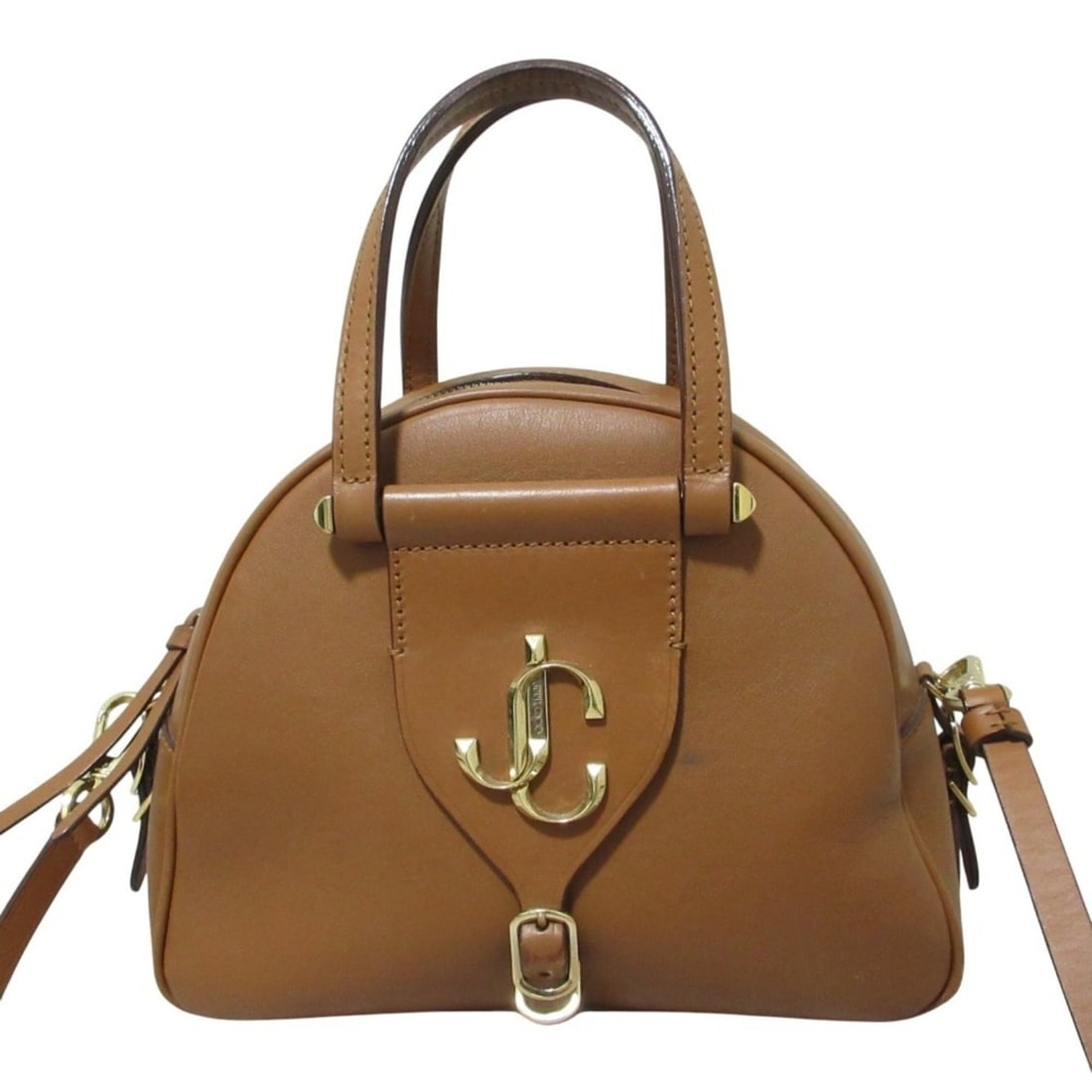 JIMMY CHOO Varenne JC Logo Leather Bowling Bag 2-Way Handbag Shoulder S Brown Women's: --- Catalog ---Category: SizeSize (HxWxD): 19cm x 24cm x 10cm / 7.48'' x 9.44'' x 3.93''Category: DesignType: Handbag, Shoulder bagColor: BrownGender: WomenMaterial: Leather Category: GeneralBrand: Ji