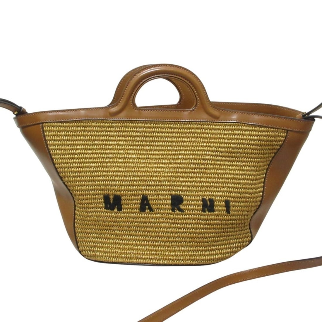 MARNI Tropicalia Leather Combination 2-Way Shoulder Bag/Handbag BMMP0068Q0 Brown Women's: --- Catalog ---Category: SizeSize (HxWxD): 21.5cm x 41cm x 21cm / 8.46'' x 16.14'' x 8.26''Category: DesignType: Handbag, Shoulder bagColor: BrownGender: WomenMaterial: Cotton Category: GeneralBrand: 