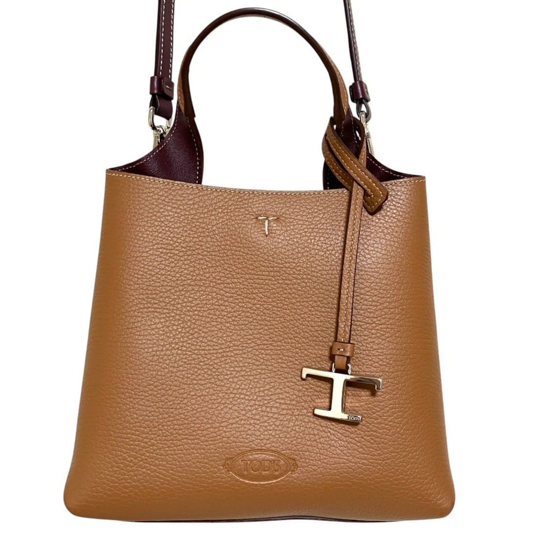 TOD'S T-Timeless Micro 2-Way Leather Tote Bag/Shoulder Bag, Brown, Women's: --- Catalog ---Category: SizeSize (HxWxD): 19cm x 20cm x 12cm / 7.48'' x 7.87'' x 4.72''Category: DesignType: Shoulder bag, Tote bagColor: BrownGender: WomenMaterial: Leather Category: GeneralBrand: T