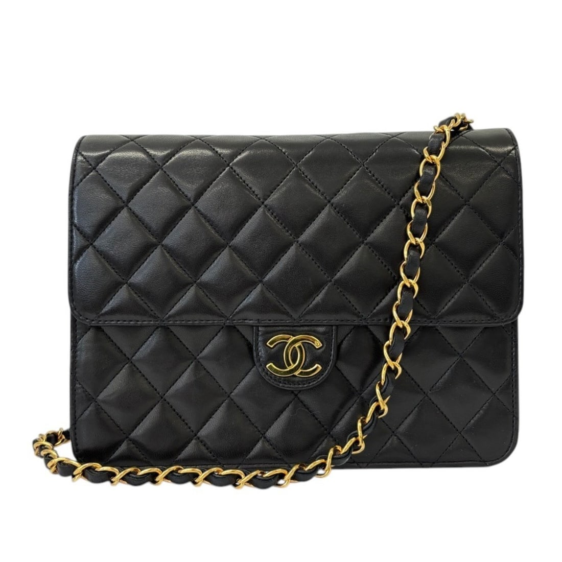 CHANEL Matelassé Lambskin Single Flap Chain Shoulder Bag A03569 Black Women's (1 of 16)