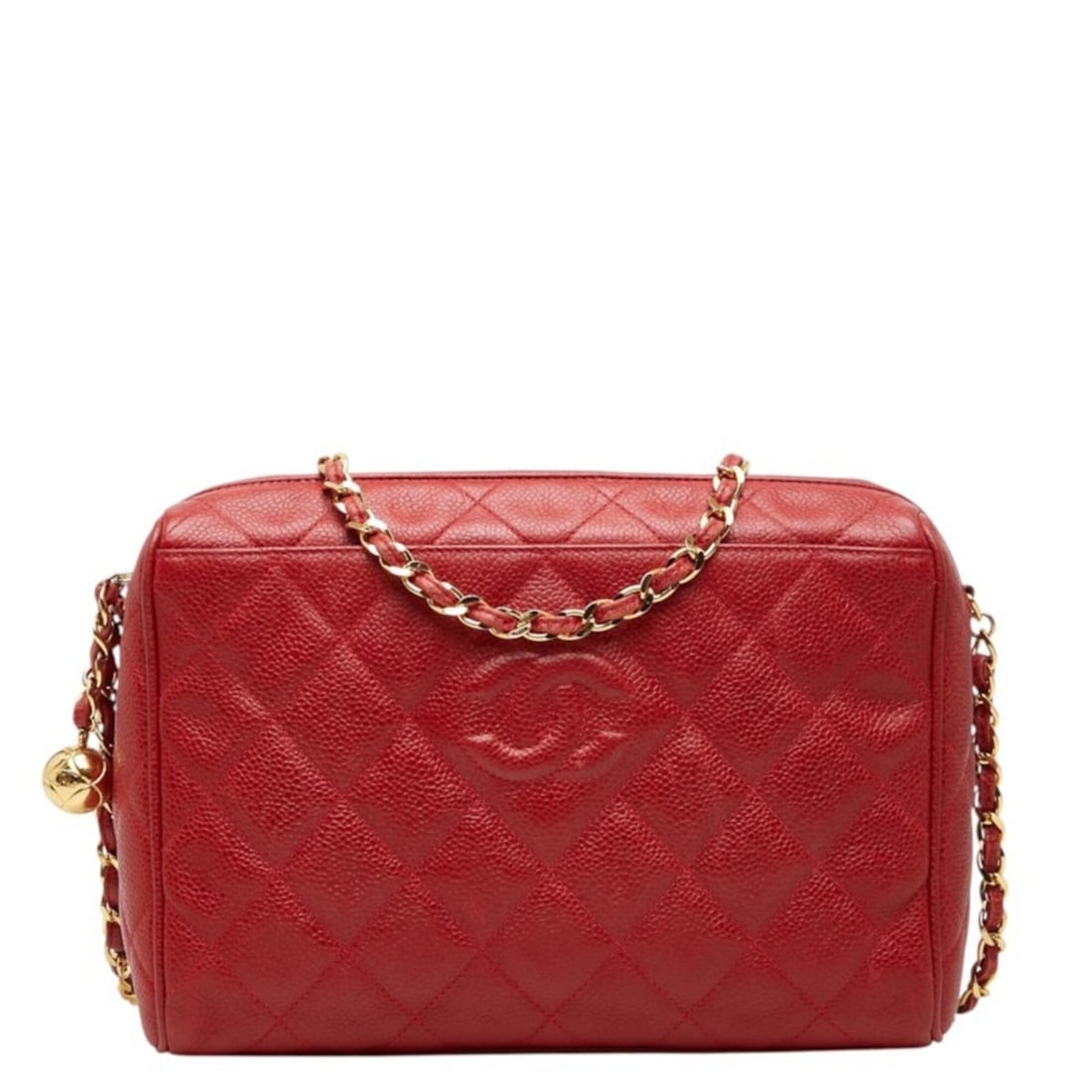 Chanel Matelassé Coco Mark Crossbody Chain Shoulder Bag, Red Caviar Leather, Women's CHANEL: --- Catalog ---Category: SizeStrap Drop: 50.5cm / 19.88''Size (HxWxD): 19cm x 24cm x 6cm / 7.48'' x 9.44'' x 2.36''Category: DesignType: Shoulder bagColor: Red colorGender: WomenClosure:
