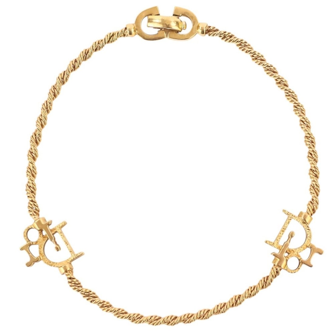 Christian Dior 750 Twist Chain Logo Bracelet, Yellow Gold, Women's (1 of 12)