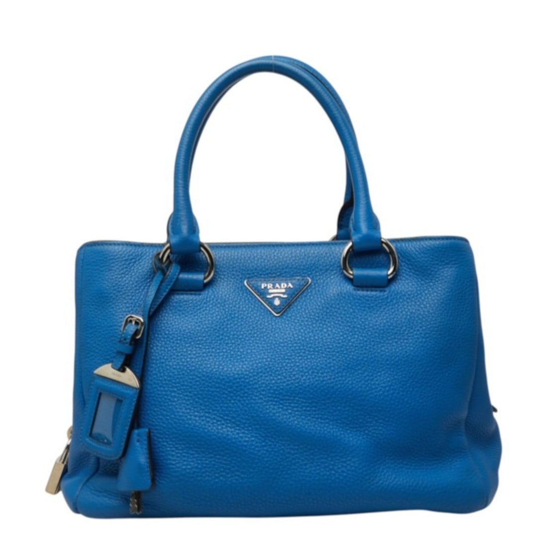 Prada Vitello Daino Handbag Tote Bag Blue Leather Women's PRADA (1 of 13)
