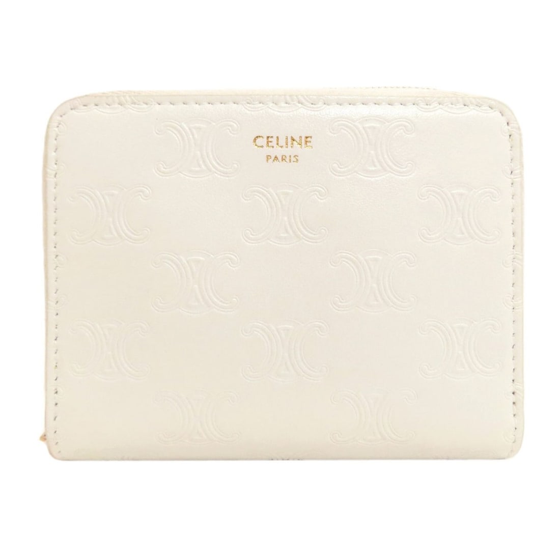 Celine Triomphe Coin Case, Calfskin, Women's: --- Catalog ---Category: SizeSize (HxWxD): 9cm x 11cm x 2cm / 3.54'' x 4.33'' x 0.78''Category: DesignType: Coin purse/coin caseColor: WhiteGender: WomenClosure: ZipperMaterial: Leather Leather/Fur Ty